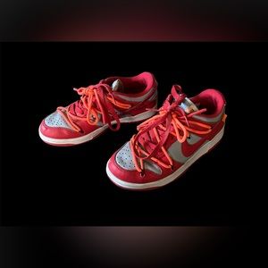 Nike University Red Off White Dunk Low (size 6.5)